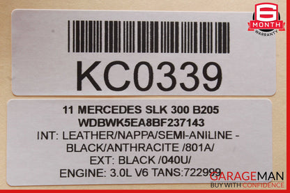 05-11 Mercedes R171 SLK300 SLK350 Sun Visor Sunvisor Shade Right Side Black OEM