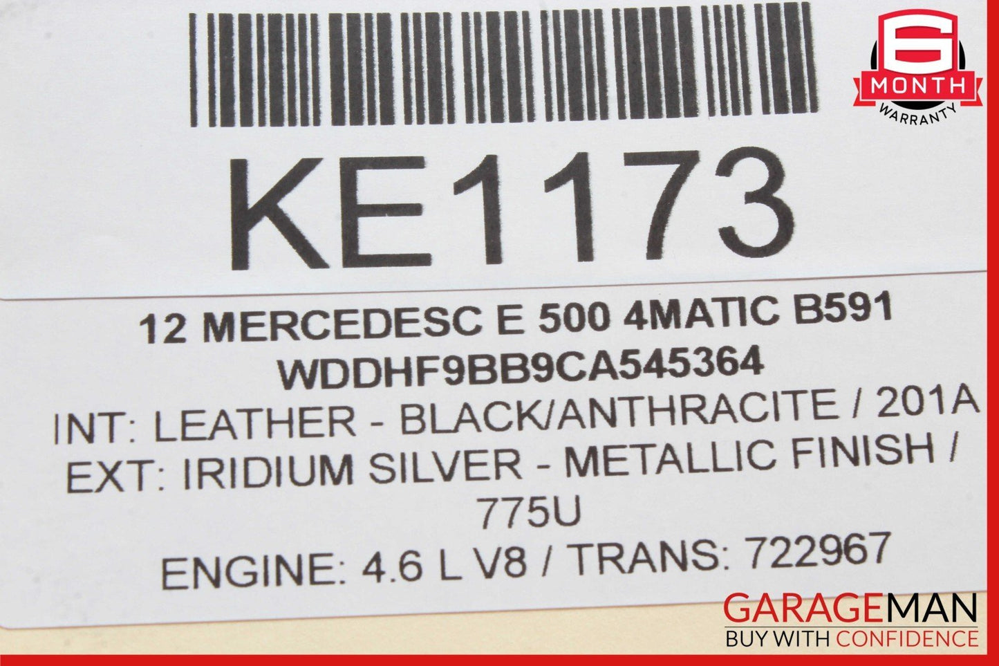 10-13 Mercedes W212 E550 E400 E63 AMG Sedan Rear Left Side Inner Tail Light Lamp