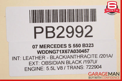 07-09 Mercedes W221 S550 Rear Right Interior Door Panel Trim Cover Assy Black