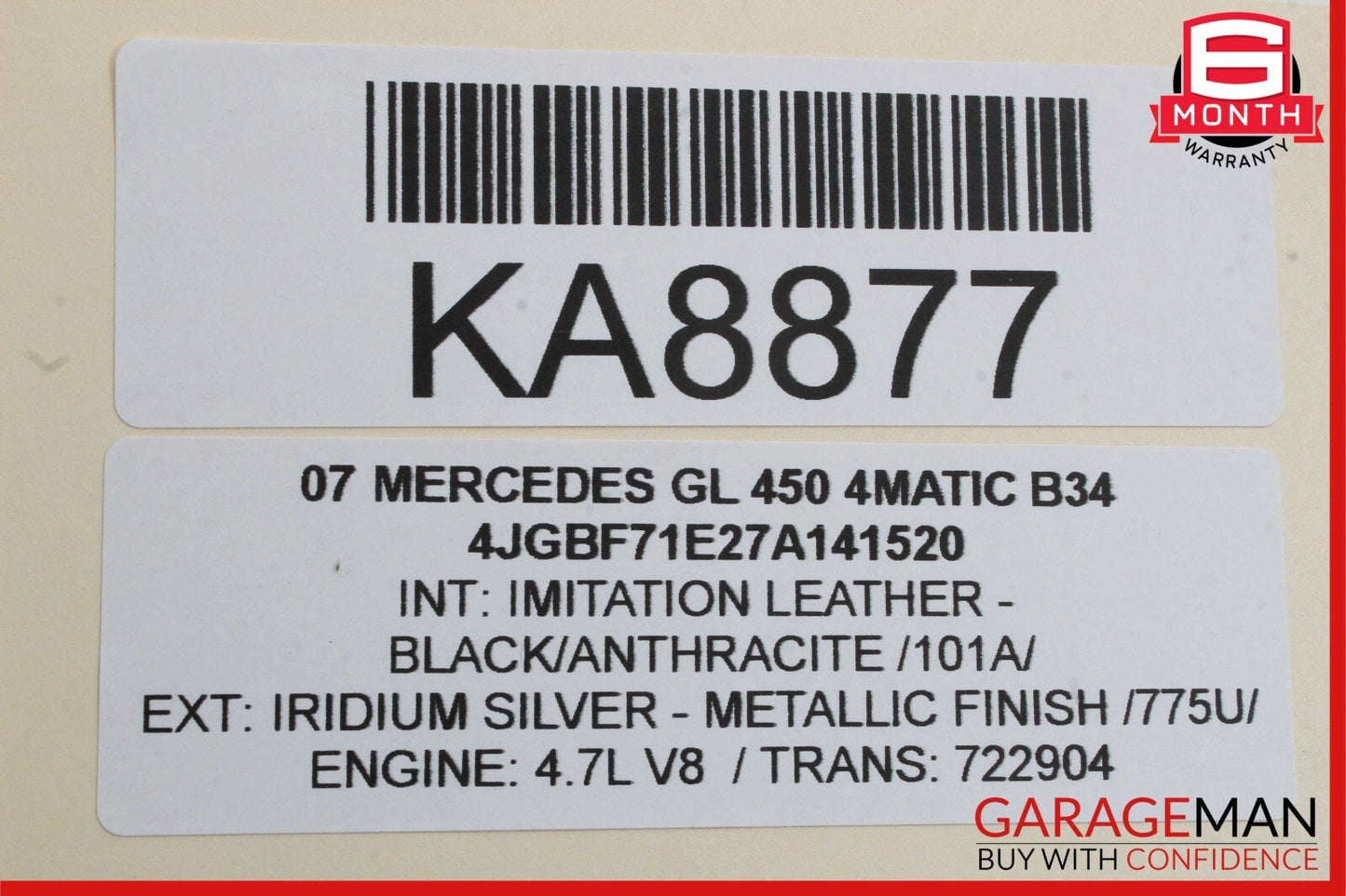 06-12 Mercedes GL450 GL550 ML450 Front Left Sun Visor Sunvisor Shade Grey