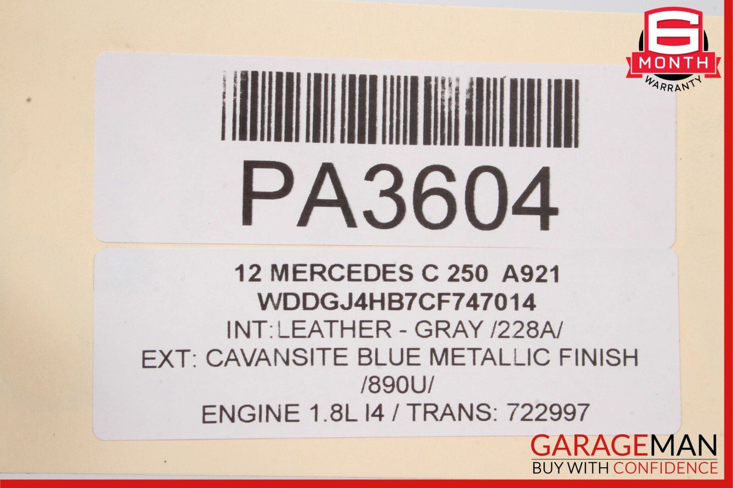 08-14 Mercedes W204 C250 AMG Sport Sedan Left Side Skirt Rocker Moulding Blue