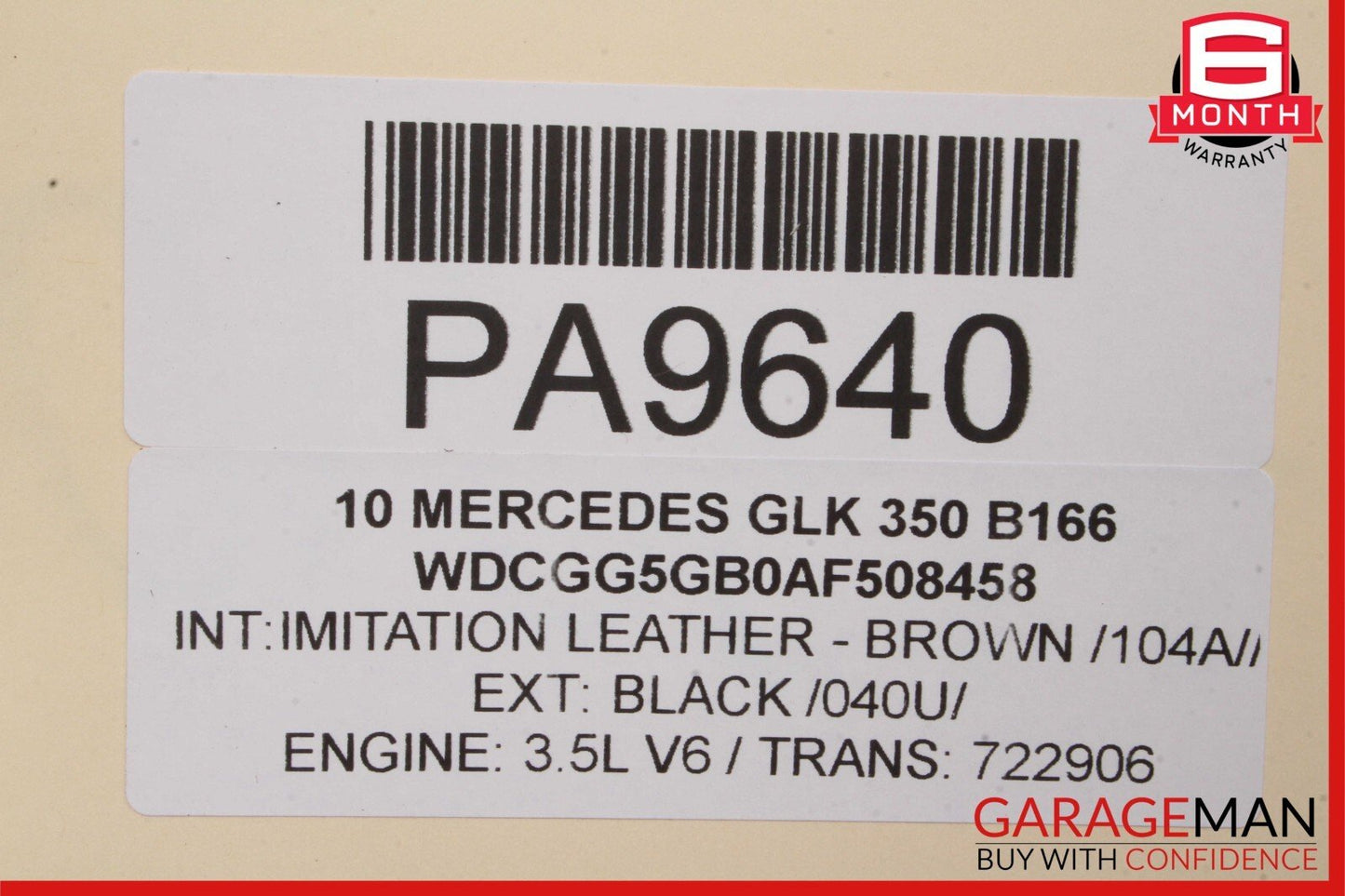 10-15 Mercedes X204 GLK350 Rear Left Interior Door Trim Panel Cover Brown