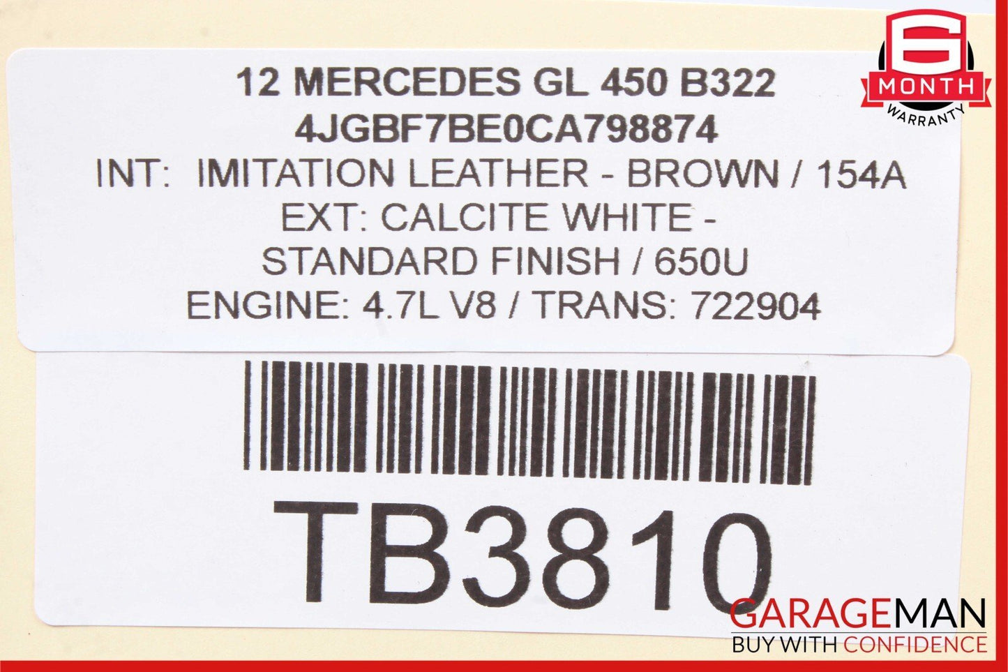 06-12 Mercedes GL450 ML350 Front Upper Radiator Core Tie Bar Support 1646200486