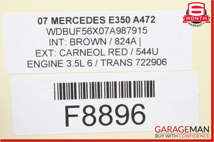 07-09 Mercedes W211 E350 E63 AMG Trunk Lid Tailgate License Plate Panel Red
