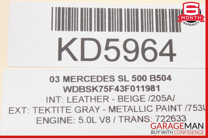 03-12 Mercedes R230 SL500 SL550 SL65 AMG Rear SAM Fuse Box Relay Module OEM