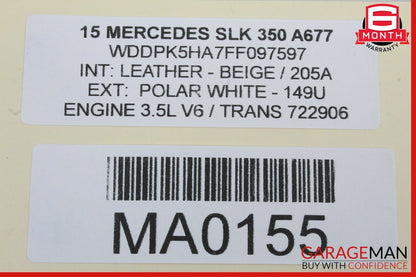 10-15 Mercedes SLK350 C250 C300 Keyless Go Entry Control Module 1729006206 OEM
