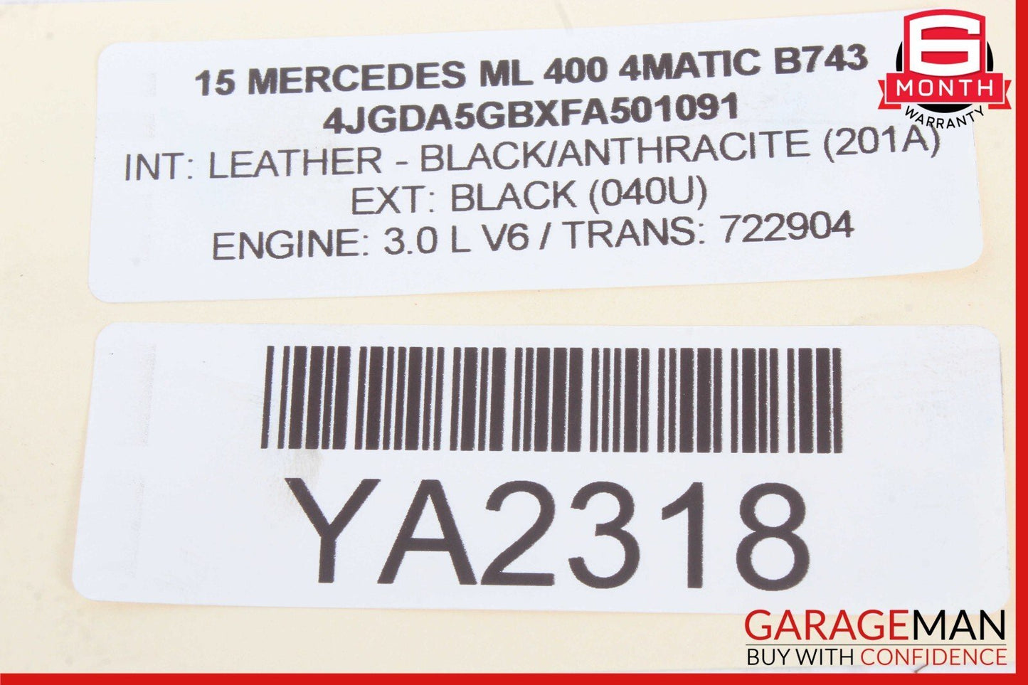 14-21 Mercedes W166 ML400 E400 GL450 M276 Air Intake Filter Box Right Side OEM