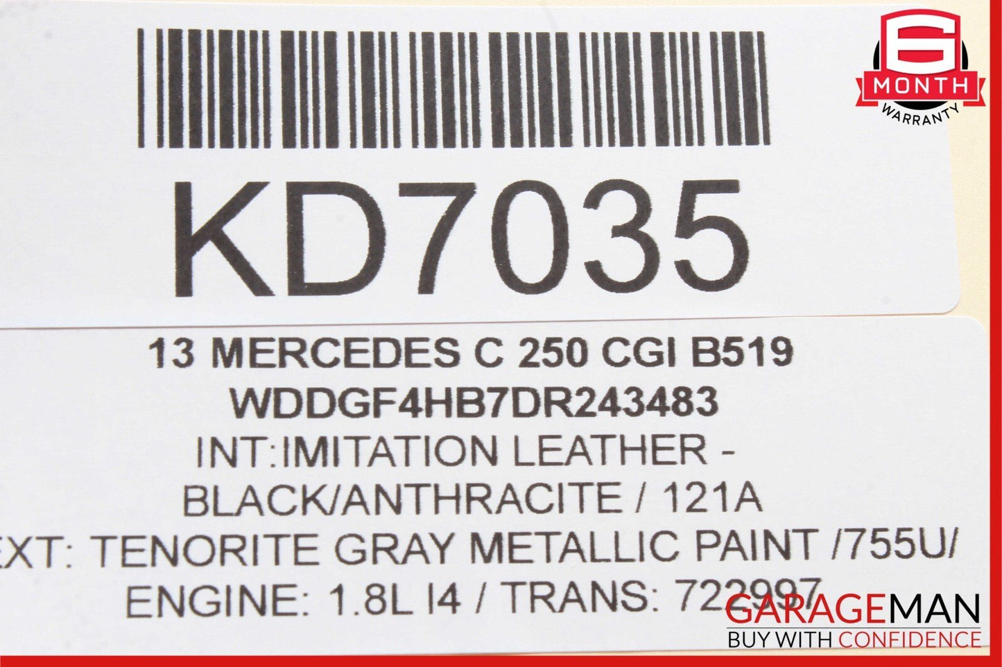08-16 Mercedes W204 C250 C350 GLK350 Rear Right Door Window Regulator Motor Unit