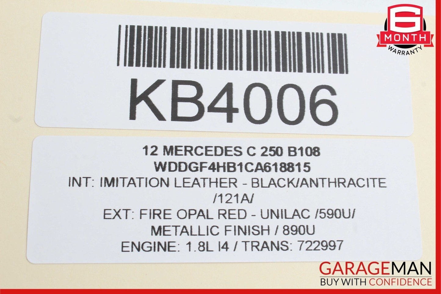 08-14 Mercedes W204 C250 C300 Rear Right Side Exterior Door Handle Red OEM
