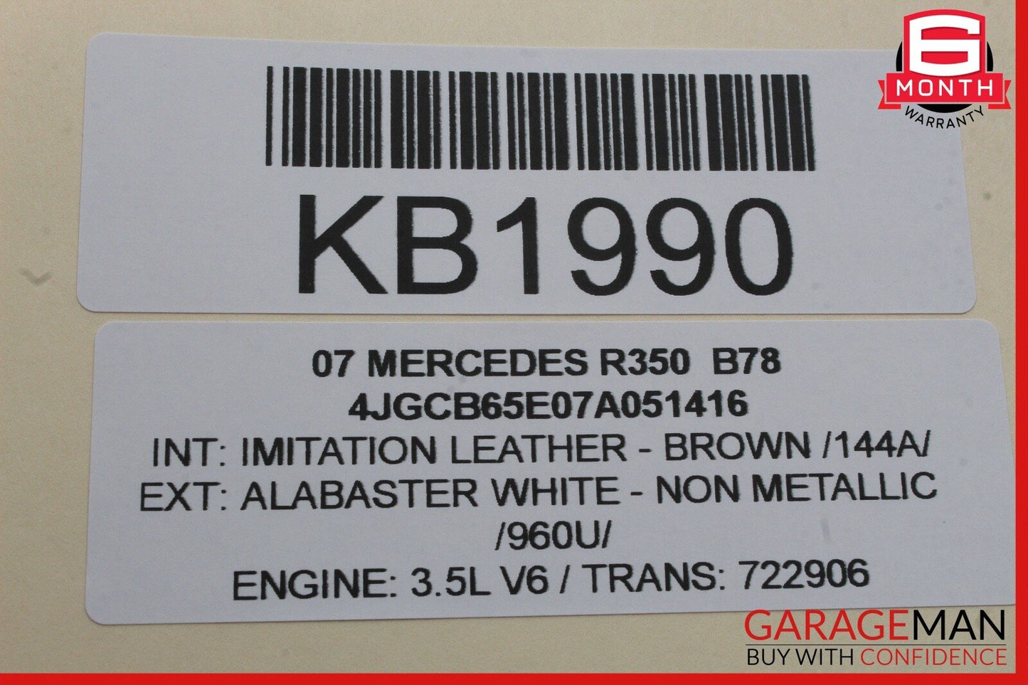 06-12 Mercedes W251 R350 GL450 Window Regulator Motor Front Left Side OEM