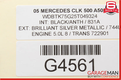 01-09 Mercedes W209 CLK500 C230 C320 Interior Top Upper Rear View Mirror Grey