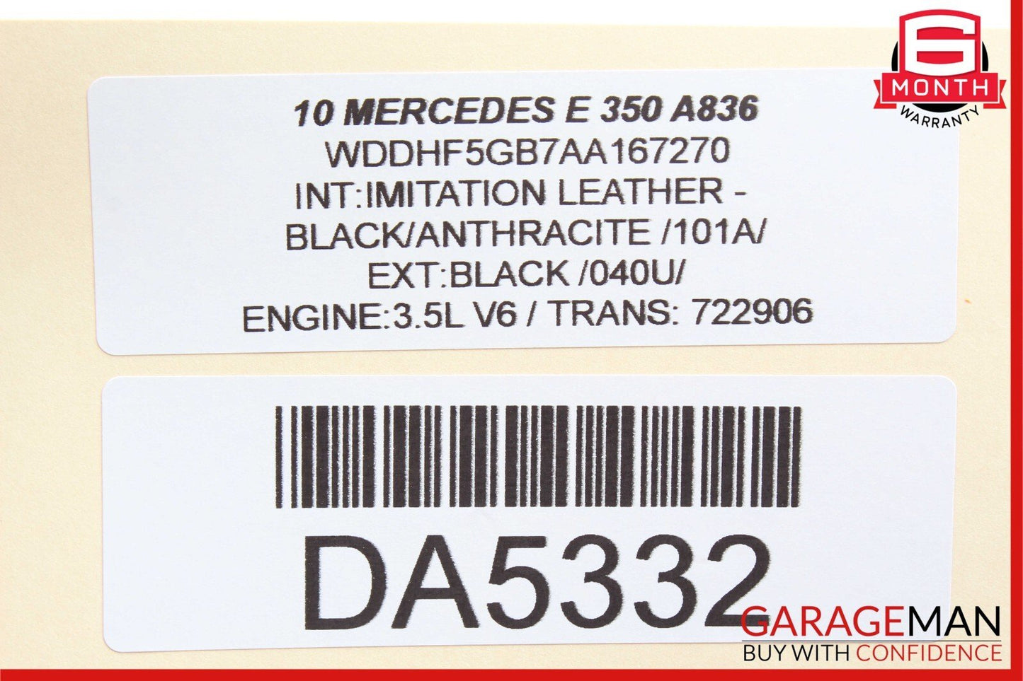 10-16 Mercedes W212 E350 E400 Front Right Top Upper Seat Cushion Black OEM