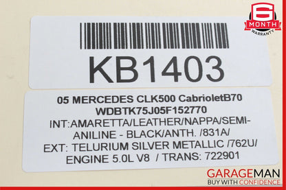 03-09 Mercedes W209 CLK350 Convertible Front Top Roof Lock Latch Actuator