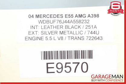 03-09 Mercedes W211 E55 AMG Dashboard Glove Box Storage Tray Compartment OEM