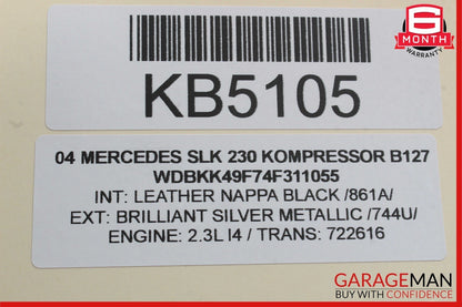 99-04 Mercedes R170 SLK230 Front Left Side Seat Belt Seatbelt Retractor Black