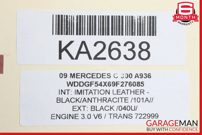 08-11 Mercedes W204 C350 3 Spoke Driver Steering Wheel Leather Black OEM