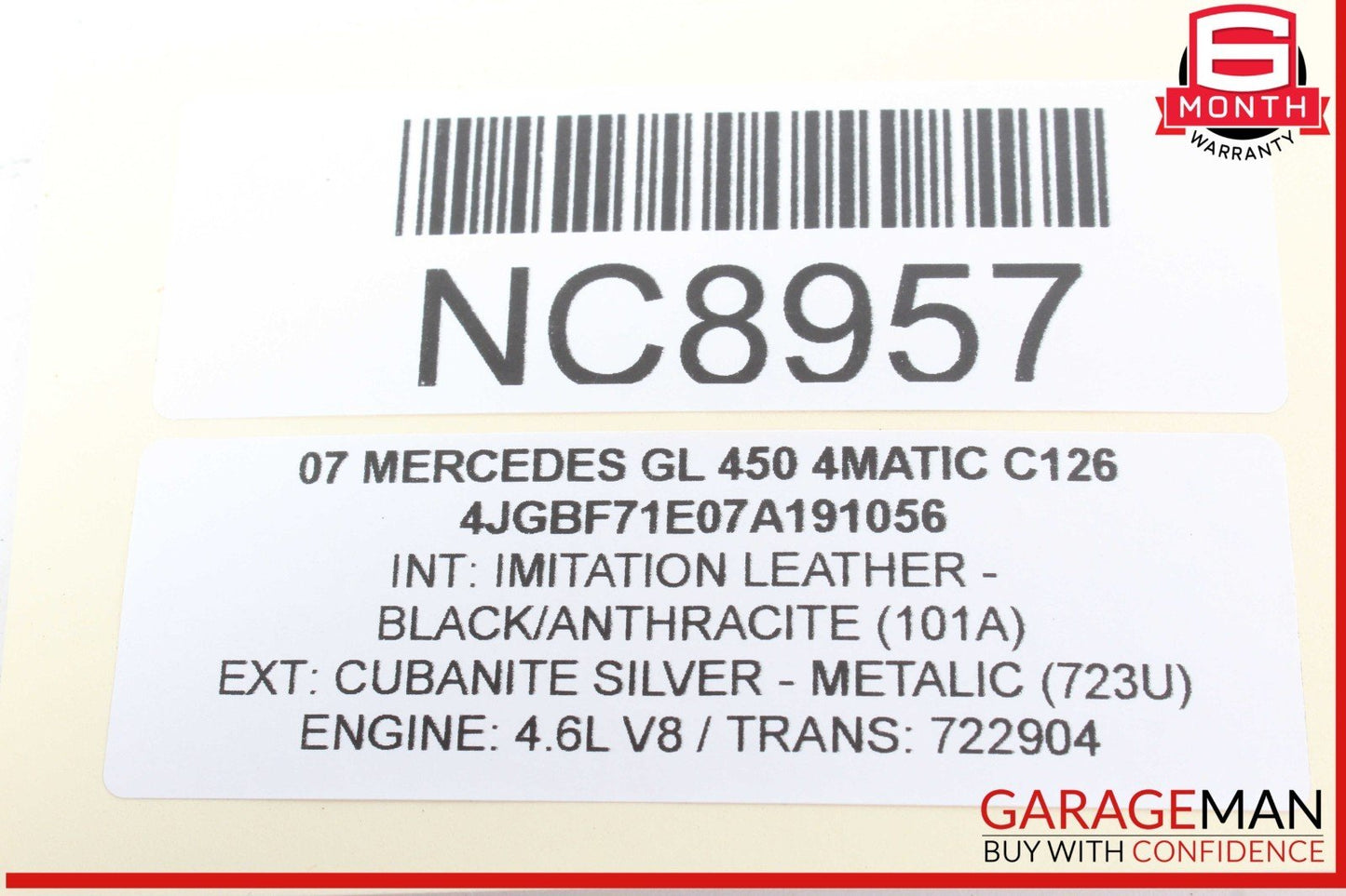 07-09 Mercedes X164 GL450 4MATIC Front Bumper Right Side Cover Grille Grill Mesh