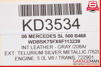 03-06 Mercedes R230 SL500 SL55 AMG Front Left Driver Exterior Door Handle Silver
