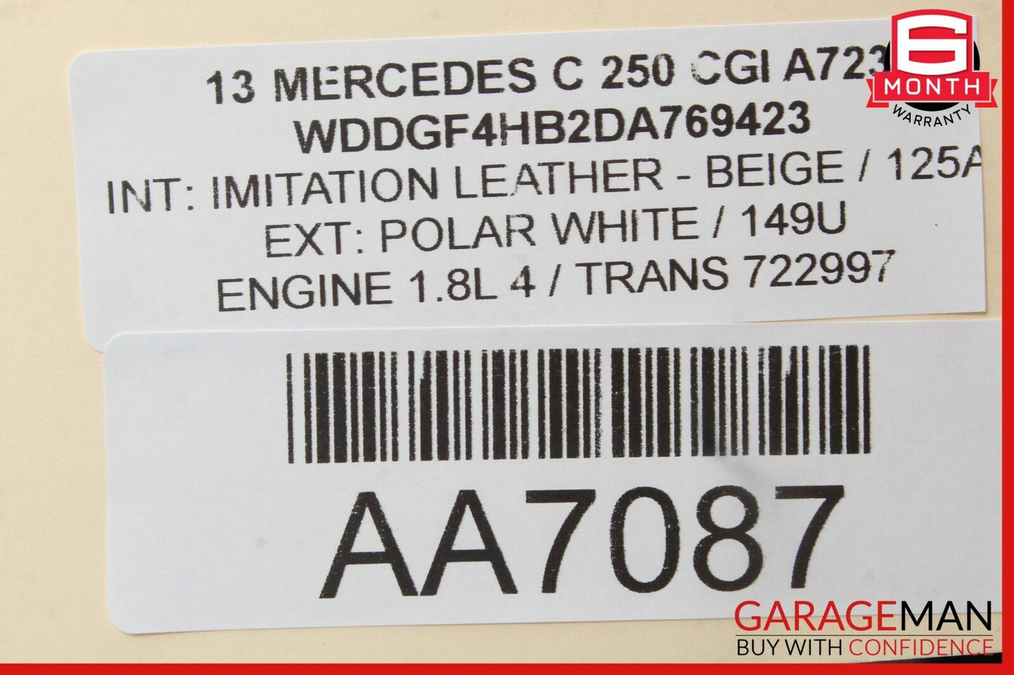 08-14 Mercedes W204 C250 Front Right Passenger Side Door Window Regulator Motor