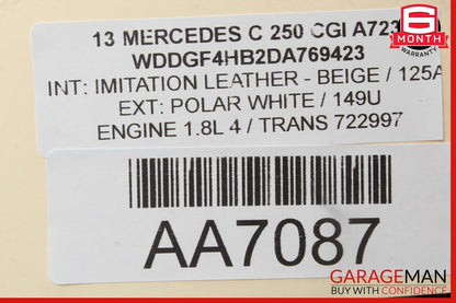 08-14 Mercedes W204 C250 Front Right Passenger Side Door Window Regulator Motor
