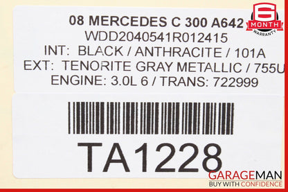 08-14 Mercedes W204 C300 AMG Sport Right Side Skirt Rocker Molding Panel Gray