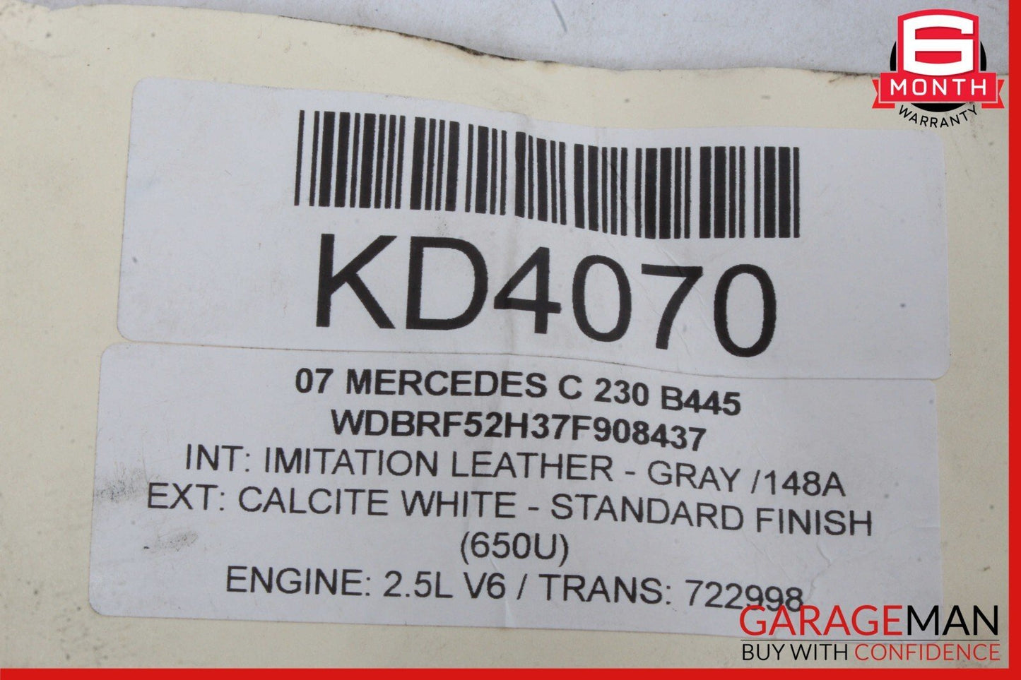 05-07 Mercedes W203 C230 Front Right Side Exterior Door Handle Calcite White OEM
