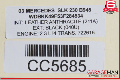 97-04 Mercedes R170 SLK230 C230 Engine Cooling Radiator Fan Motor Shroud Assy