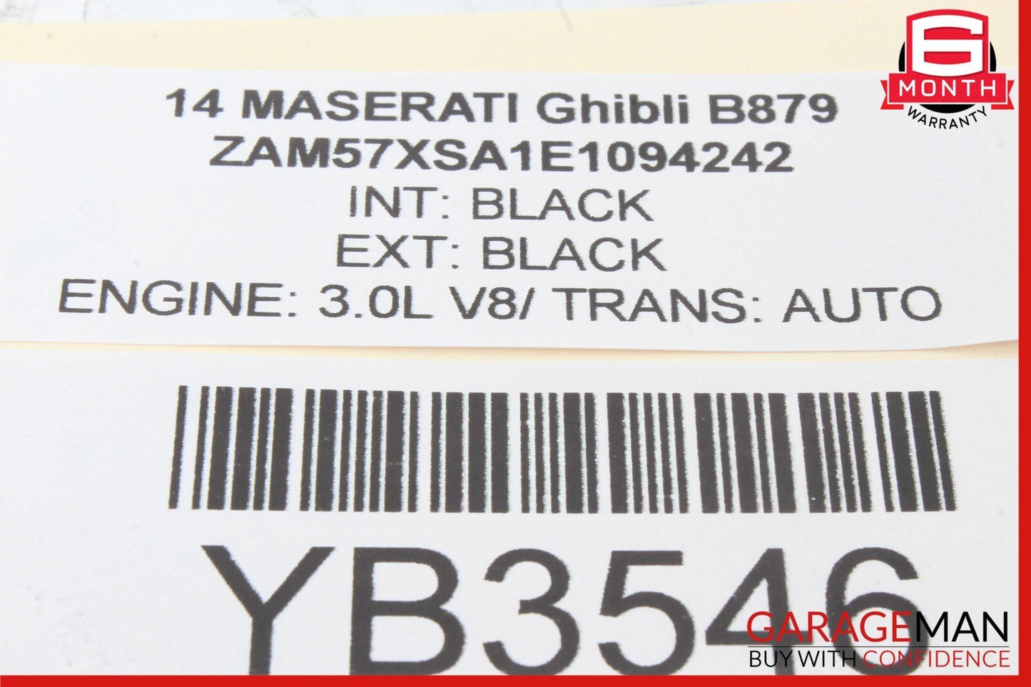 14-17 Maserati Ghibli Rear Right Side Trunk Inner Taillight Tail Light Lamp OEM
