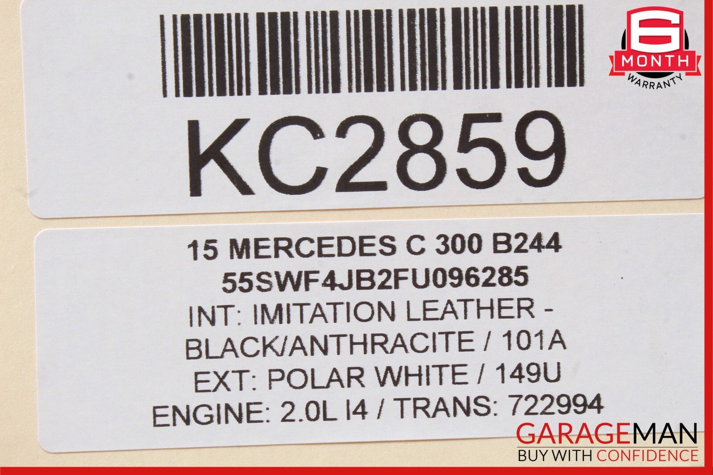 15-20 Mercedes W205 C300 Sedan Rear Left Side Seat Bolster Cushion Cover Black