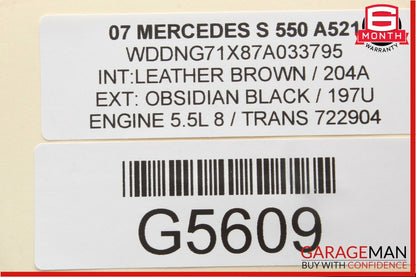 07-09 Mercedes W221 S550 Rear Right / Left Side Overhead Vanity Mirror Gray