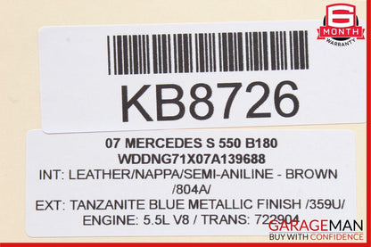07-13 Mercedes W221 S550 Front Right Exterior Door Handle Keyless Go Blue OEM