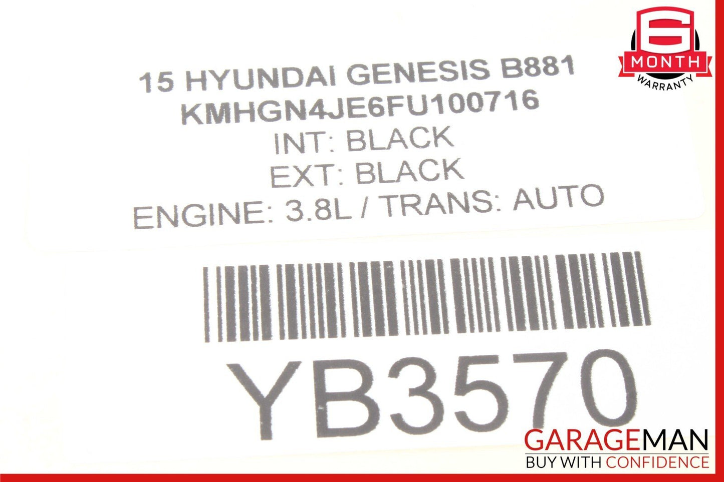 15-16 Hyundai Genesis Rear Back Glass Sunshade Assembly 85690-B1000-SG2 OEM
