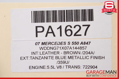 07-09 Mercedes W221 S550 Front Right Side Complete Interior Door Panel Brown OEM