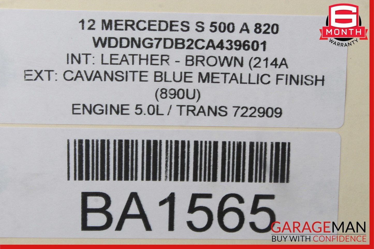 07-13 Mercedes W221 S500 Front Right Side Exterior Door Handle Keyless Go Blue