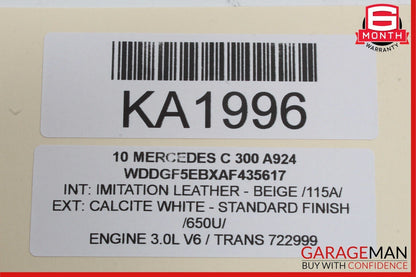08-14 Mercedes W204 C350 C300 Rear Left Door Window Regulator Motor OEM