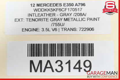 12-14 Mercedes W212 E350 Right Passenger Side Exterior Door Handle Tenorite Gray