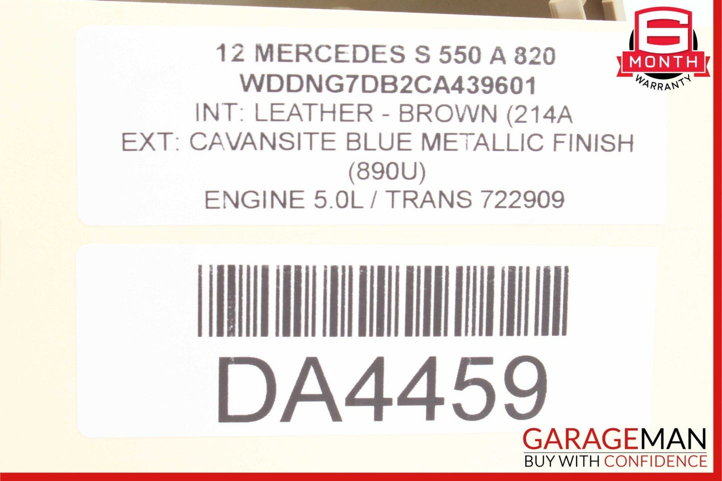 10-13 Mercedes W221 S550 Interior Top Upper Rear View Mirror Beige OEM
