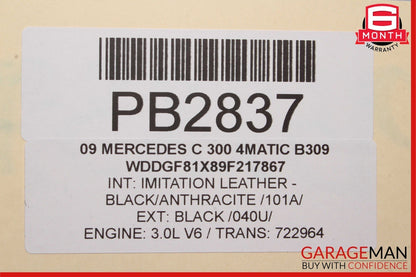 08-11 Mercedes W204 C250 C300 Left Side Skirt Rocker Molding Trim Panel Cover