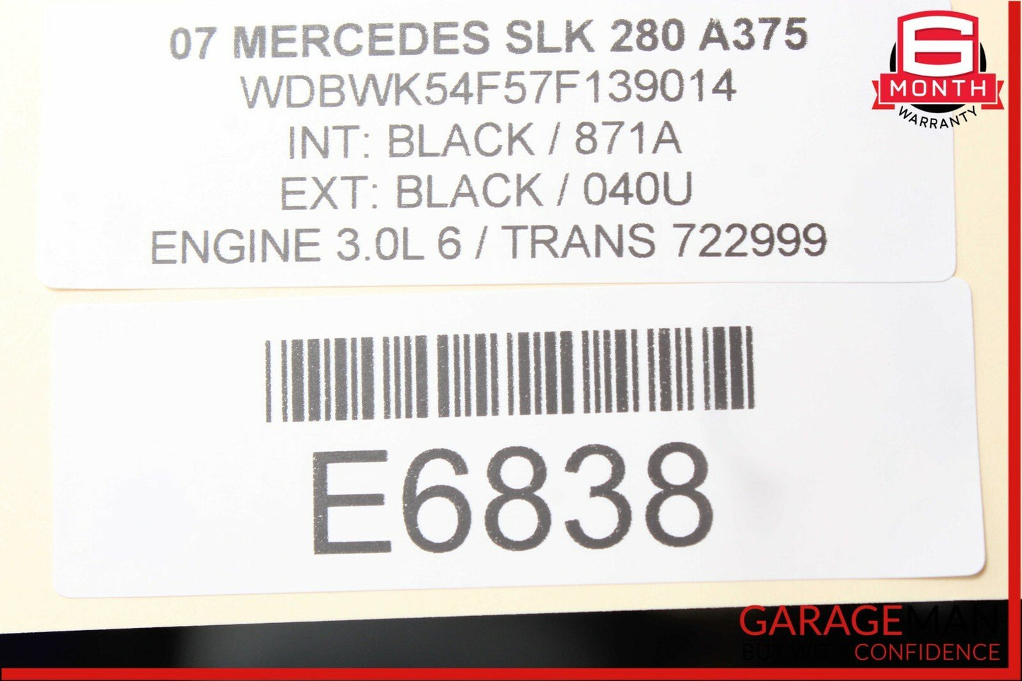 05-08 Mercedes SLK280 C230 Sport 3 Spoke Steering Wheel Leather Black OEM