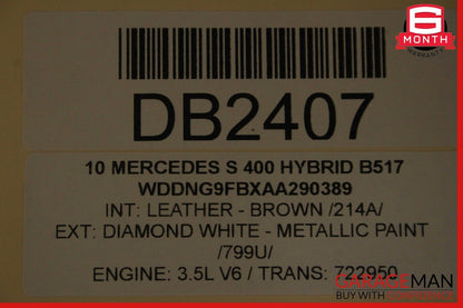 10-13 Mercedes W221 S400 S550 Top Upper Seat Cushion Front Left Side Brown