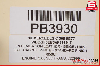 08-14 Mercedes W204 C300 C350 Sedan Front Right Upper Top Seat Cushion Beige