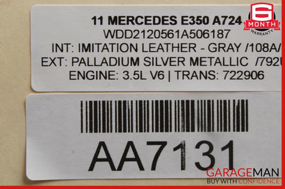 10-14 Mercedes W212 E350 Rear Right Passenger Side Door Window Regulator Motor