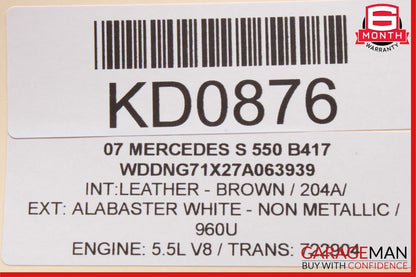 07-13 Mercedes W221 S550 S600 S63 AMG Rear Left Side Exterior Door Handle White