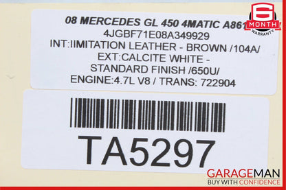 07-12 Mercedes X164 GL450 ML550 Rear Left Complete Interior Door Panel Brown OEM