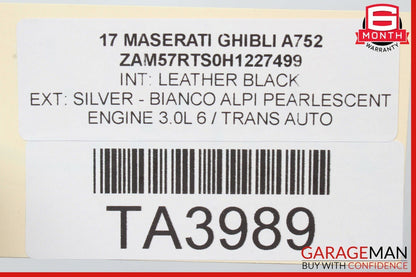 14-17 Maserati Ghibli Front Right Passenger Side Exterior Door Shell Frame Panel
