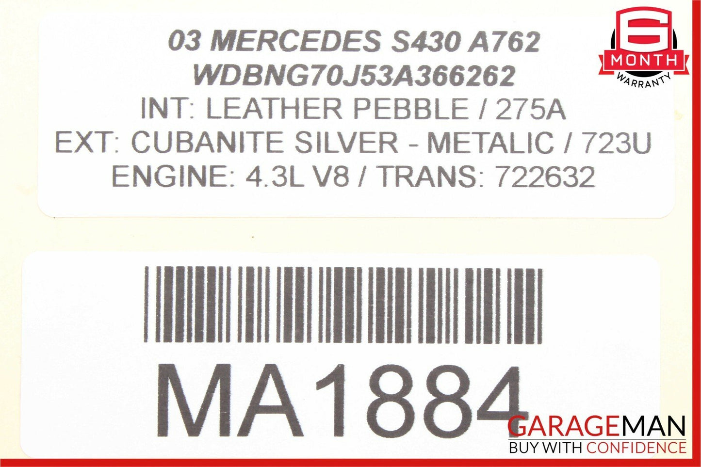 03-06 Mercedes S430 S500 Engine Motor Air Intake Cleaner Filter OEM