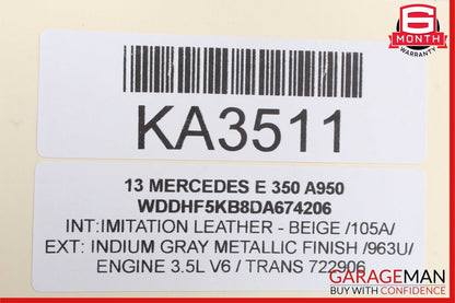 10-13 Mercedes W212 E350 Front Left Side Exterior Door Handle Keyless Go Gray