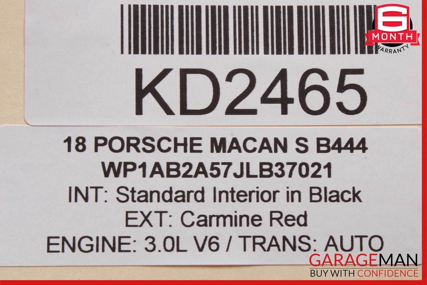 15-18 Porsche Macan 95B Rear Left Driver Side Inner Taillight Tail Light Lamp