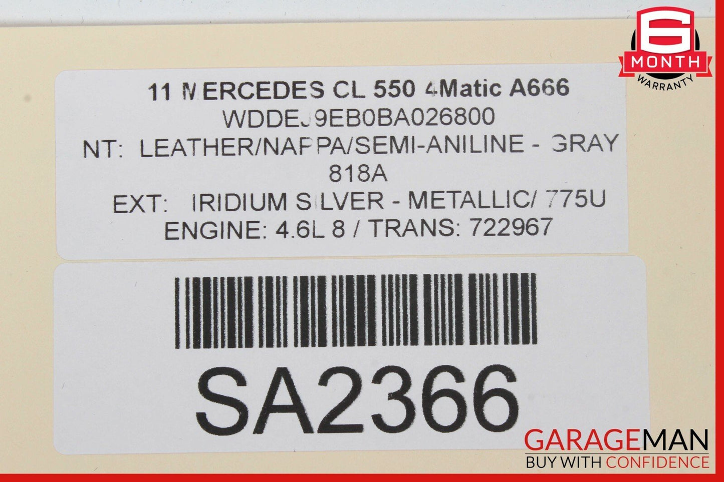 07-14 Mercedes W216 CL550 CL63 AMG Trunk Lid Trim Panel Cover Molding OEM