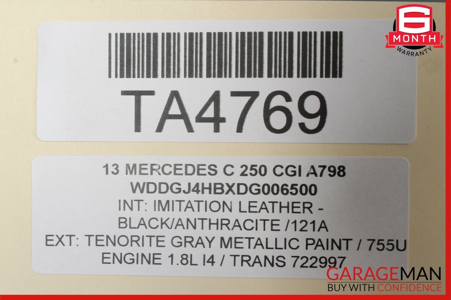 12-14 Mercedes W204 C250 Coupe Front Right Side Exterior Door Shell Frame Gray